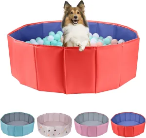 Dog Ball Pit, Foldable Ball Pit for Dog, Balls Pit for Dogs, Balls Pit for All Types of Dogs, Suitable for Indoor and Outdoor Activities (39.37inches in Diameter, Red,No Ball Included)