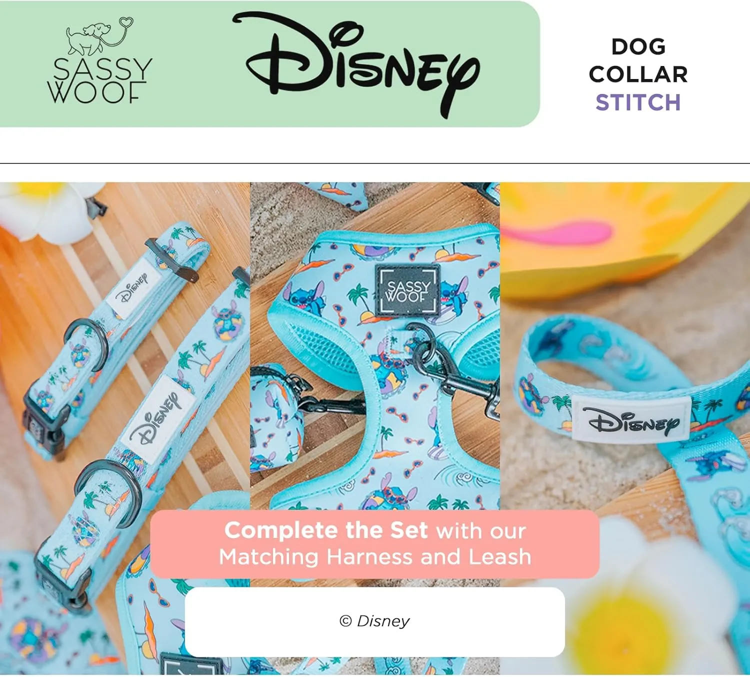 Dog Collar Disney Stitch - M, Adjustable, Durable, Comfortable and Stylish Pet Accessories for Medium Dogs - Officially Licensed