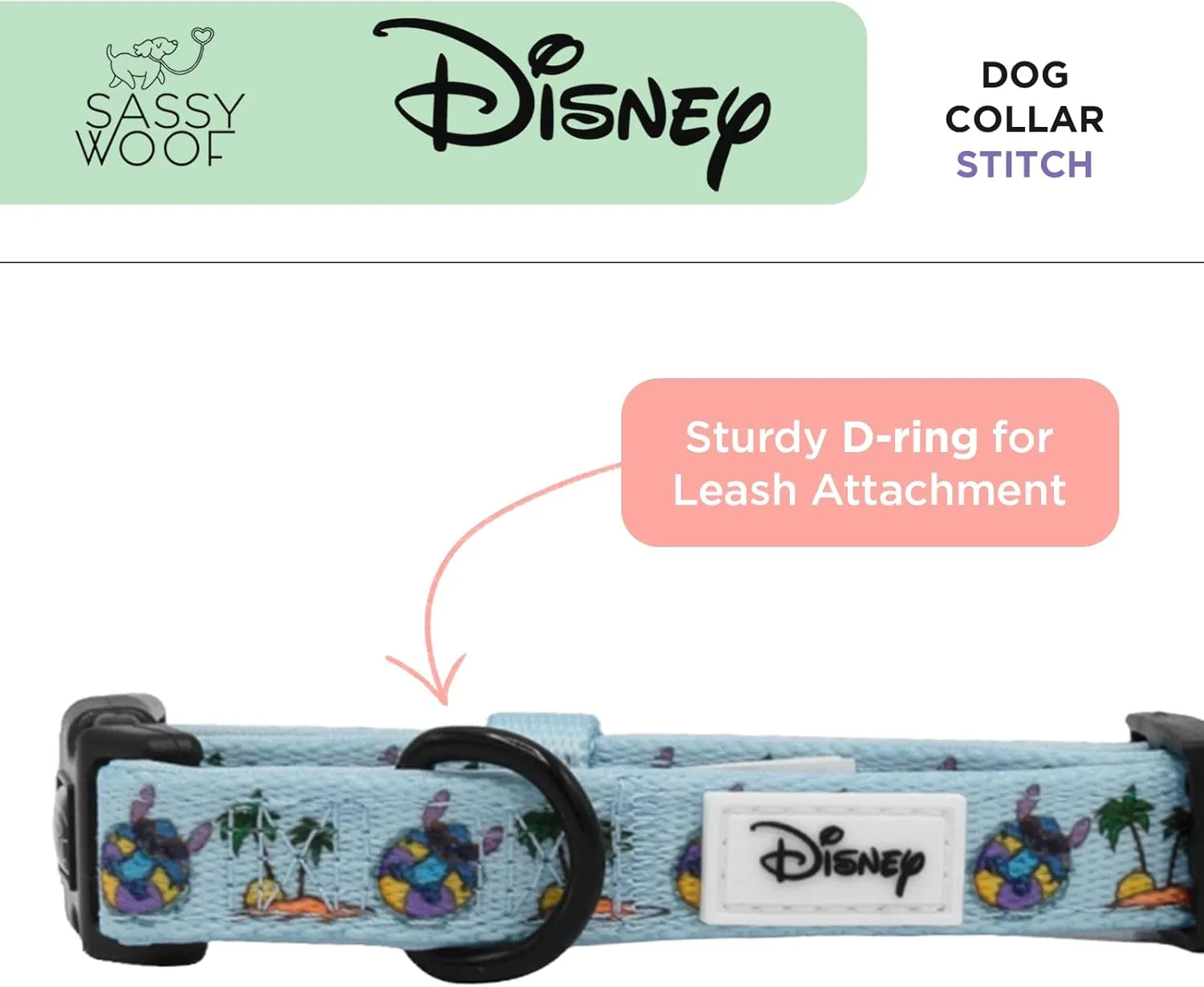 Dog Collar Disney Stitch - M, Adjustable, Durable, Comfortable and Stylish Pet Accessories for Medium Dogs - Officially Licensed