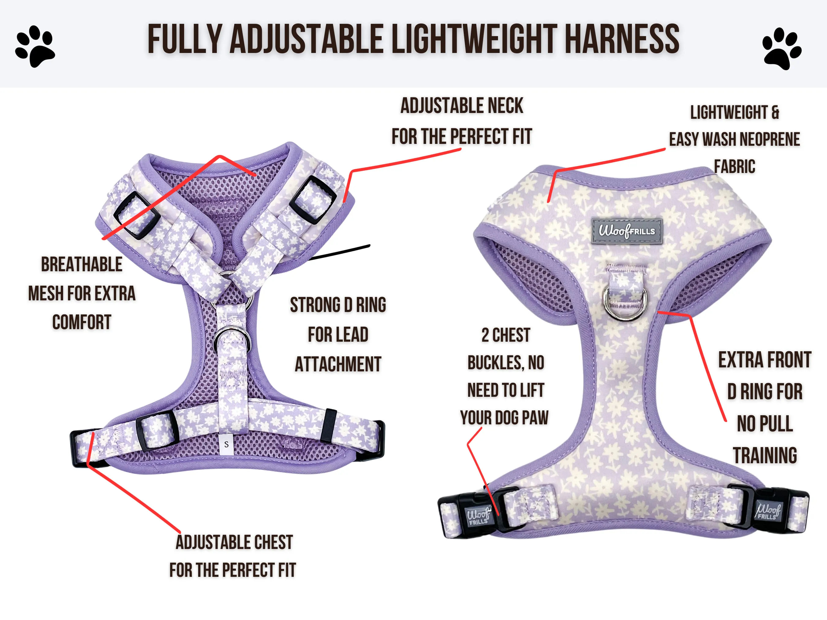 Dog Harness | Bloom me away lilac