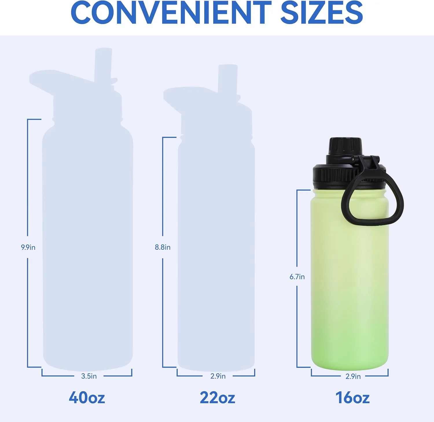DOMICARE 16 oz Kids Water Bottle for School Stainless Steel Double Wall Vacuum Insulated Water Bottle with Straw lids & Spout Lid, Leakproof BPA Free (Green gradient,4)