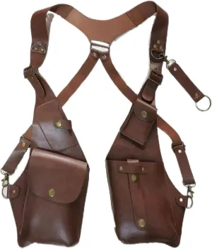 Double Shoulder Armpit Bag, Anti Theft Multi Pocket Bag For Men, Harness Bag, Anti-Theft Bag With Shoulder Harness For Men, Wallet Holster, Anti Underarm Shoulder Bag (Dark Brown)