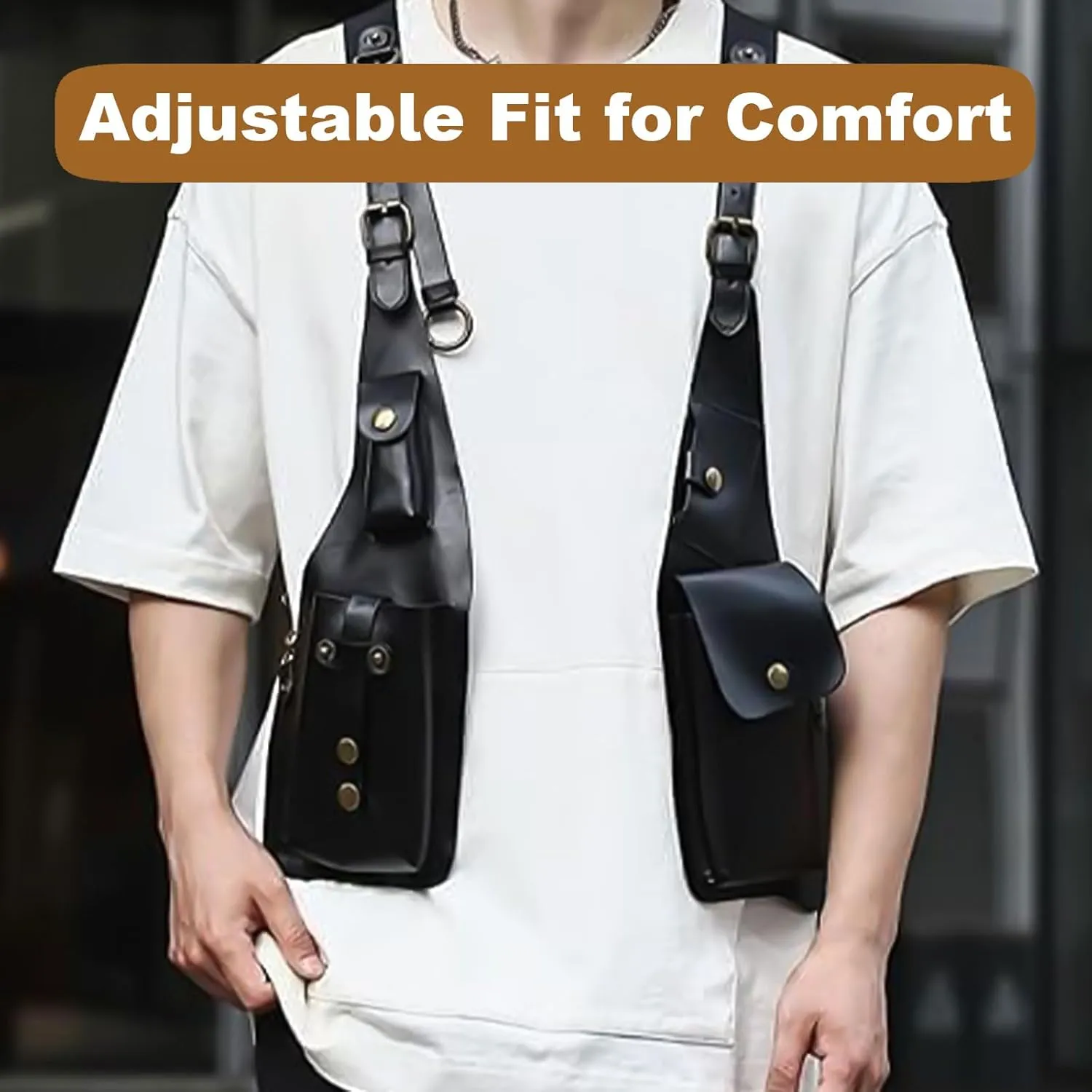 Double Shoulder Armpit Bag, Anti Theft Multi Pocket Bag For Men, Harness Bag, Anti-Theft Bag With Shoulder Harness For Men, Wallet Holster, Anti Underarm Shoulder Bag (Dark Brown)