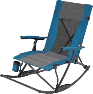 DouSeiAi Folding Rocking Camping Chair Outdoor, Portable Rocking Chair with Armrests, Freestyle Rocker Chair for Outside, Patio, Lawn, Supports up to 330 Lbs
