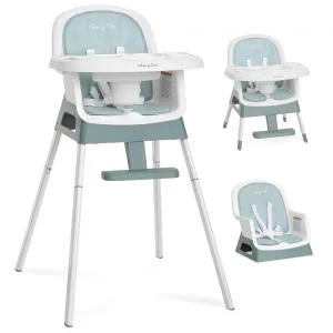 Dream On Me Curio Sit N Seek 3 in 1 Convertible Baby High Chair in Solid Mint, Removable and Adjustable Tray, Portable High Chair, Adjustable Legs, Detachable Footrest & 5 Point Safety Harness