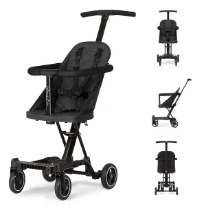 Dream On Me Lightweight and Compact Coast Rider Stroller with One Hand Easy Fold, Adjustable Handles and Soft Ride Wheels, Black