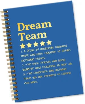 Dream Team Definition 160 Blank Pages Blue Spiral Notebook, New Job Gifts Promotion Gifts for Team Office Worker Colleague Friend, Team Member Gifts for Coworker, Employee Appreciation Gifts C
