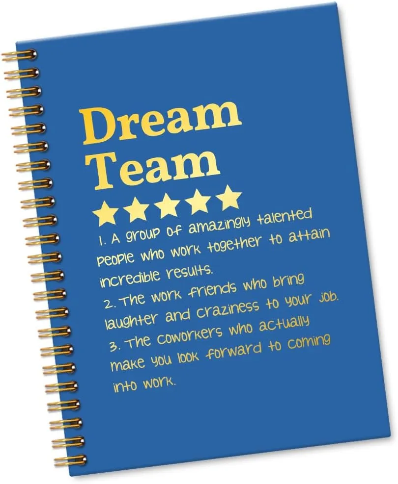 Dream Team Definition 160 Blank Pages Blue Spiral Notebook, New Job Gifts Promotion Gifts for Team Office Worker Colleague Friend, Team Member Gifts for Coworker, Employee Appreciation Gifts C