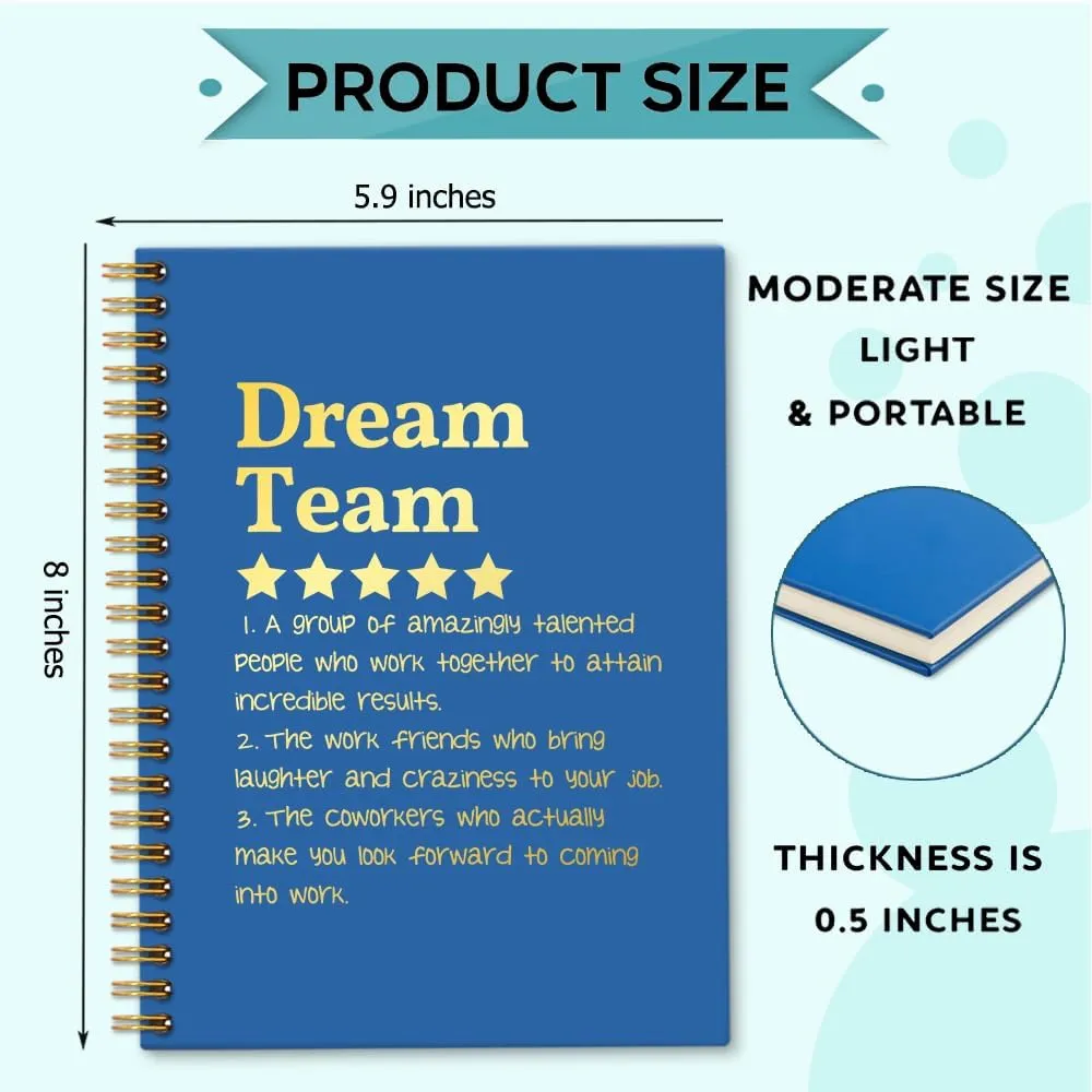 Dream Team Definition 160 Blank Pages Blue Spiral Notebook, New Job Gifts Promotion Gifts for Team Office Worker Colleague Friend, Team Member Gifts for Coworker, Employee Appreciation Gifts C