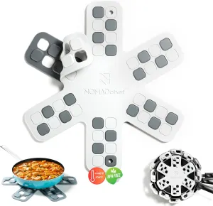Dual-Use Silicone Pan Protectors for Stacking & Trivets for Hot Dishes | Silicone Trivet Mat | Perfect for Pot and Pan Protectors For Stacking | Cookware Protectors For Stacking (M-WHT/GREY)