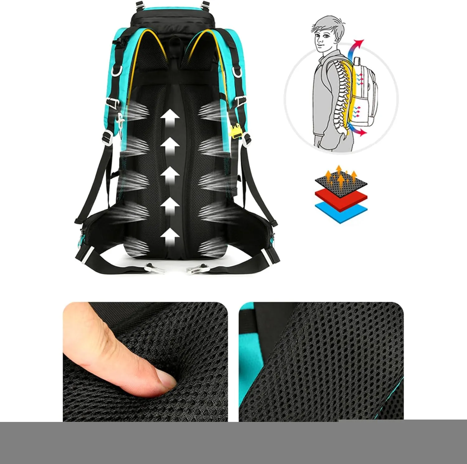 Durable Outdoor Hiking Camping Backpack 60L Capacity Mountaineering Sports Rucksack for Women and Men