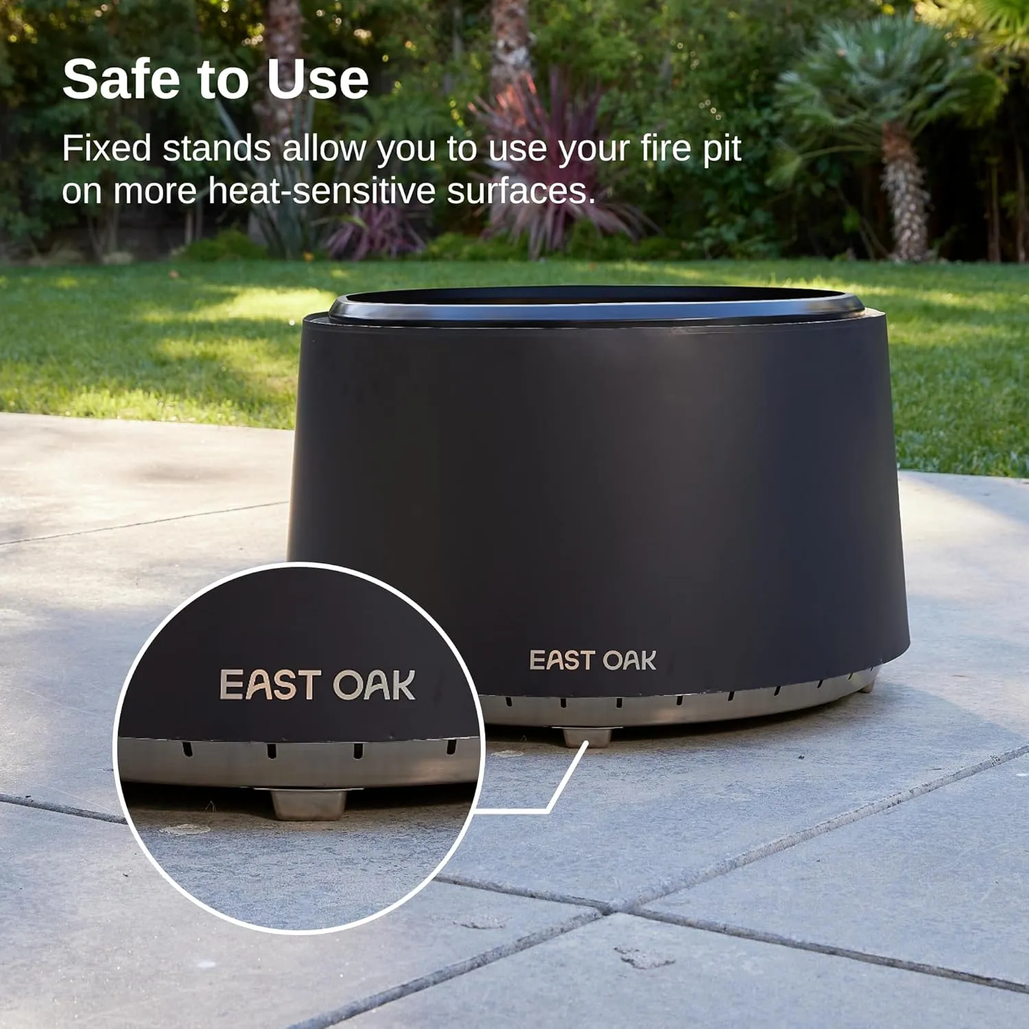 EAST OAK Camber Smokeless Fire Pit 29'' for Outdoor Patio, 304 Stainless Steel Wood Burning Fireplace, Portable Bonfire Pit with Poker, Stand & Removable Ash Pan for Camping