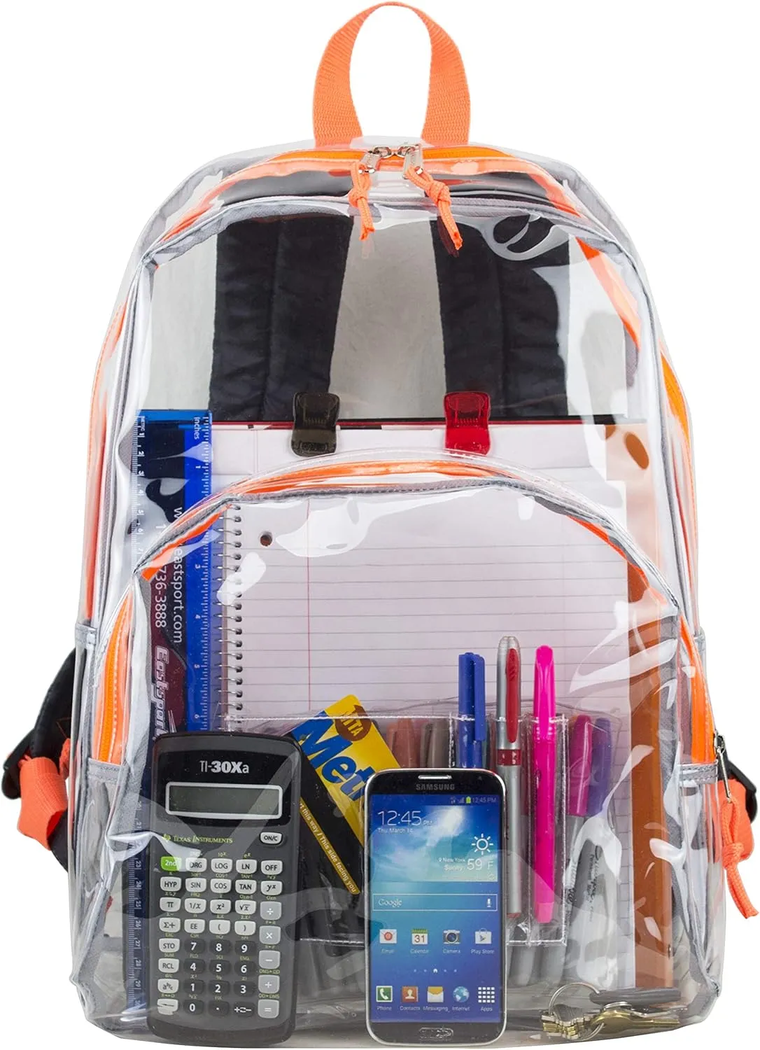 Eastsport Clear Backpack Stadium Approved Clear Bag for Concerts, Sports Events Festivals, College, Work, Orange Snake