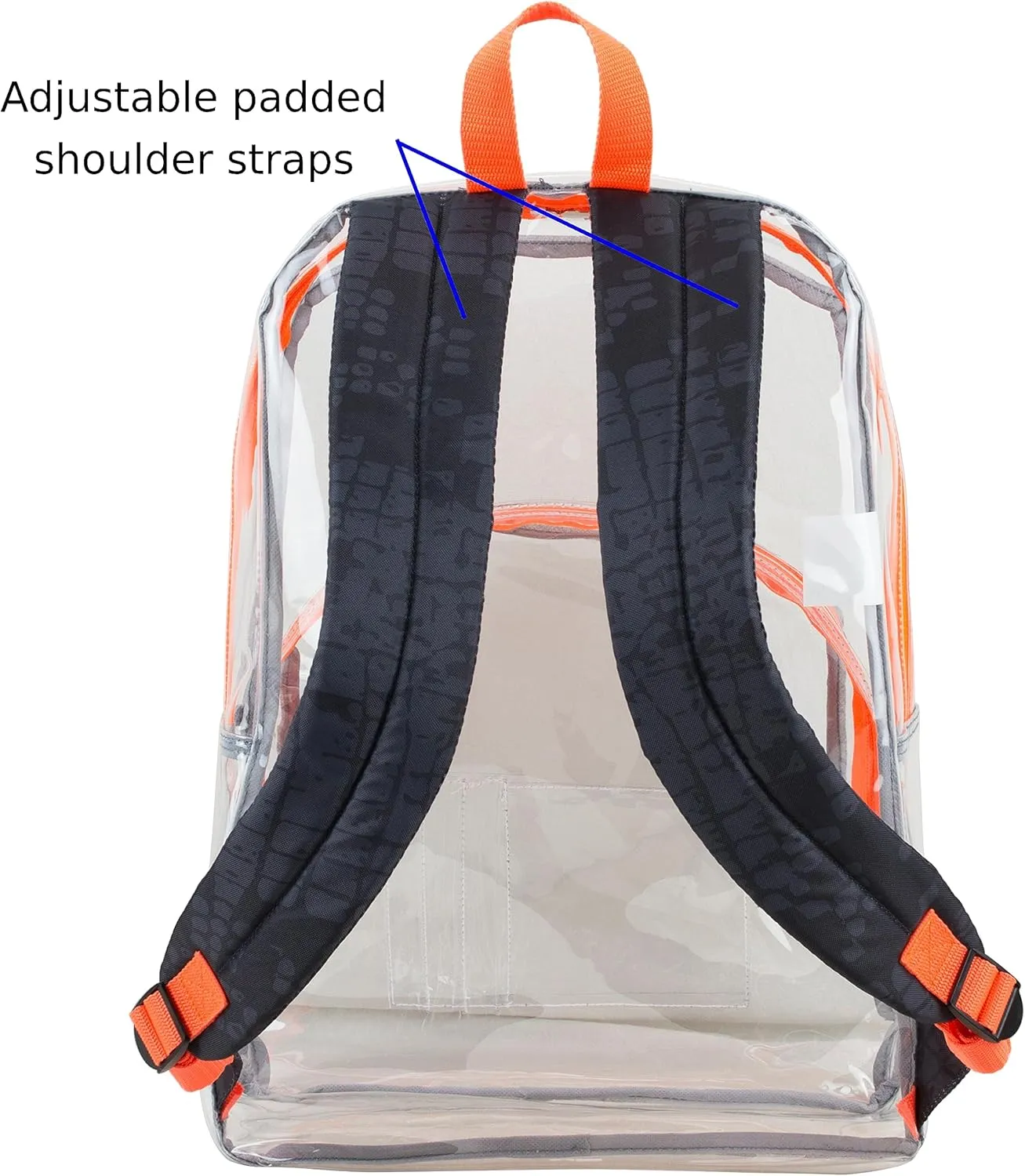 Eastsport Clear Backpack Stadium Approved Clear Bag for Concerts, Sports Events Festivals, College, Work, Orange Snake