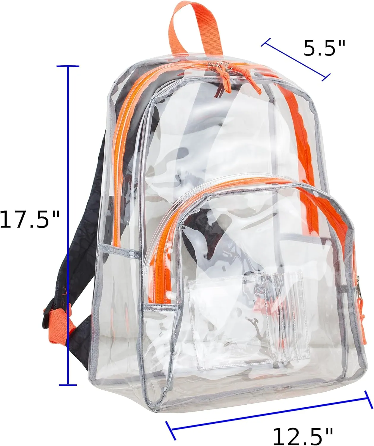 Eastsport Clear Backpack Stadium Approved Clear Bag for Concerts, Sports Events Festivals, College, Work, Orange Snake