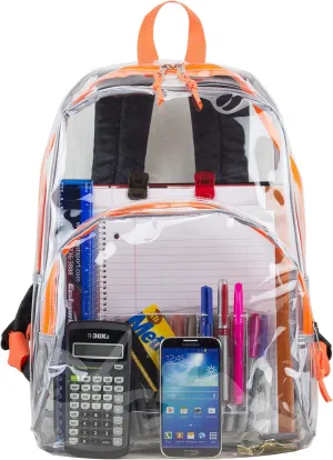 Eastsport Clear Backpack Stadium Approved Clear Bag for Concerts, Sports Events Festivals, College, Work, Orange Snake