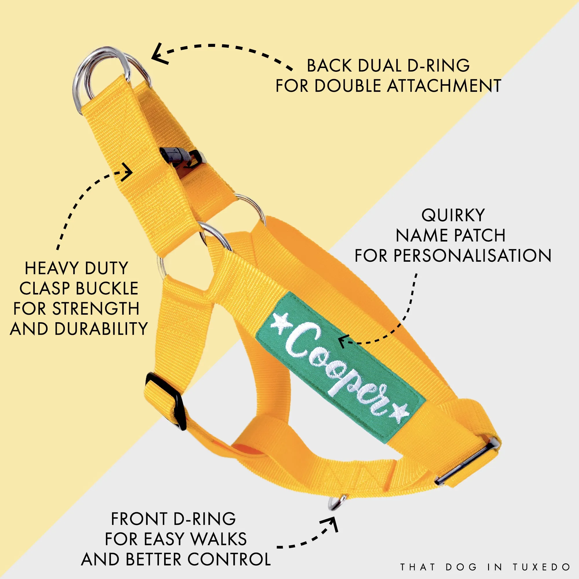 Easy Walk Step-In Name Harness - Yellow