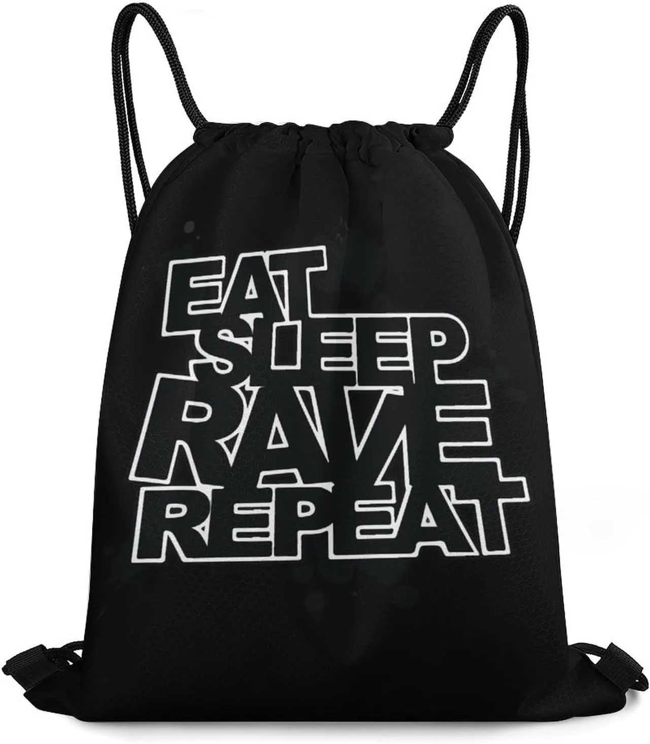 Eat Sleep Rave Repeat Drawstring Backpack Durable Sport Gym Bags Daypack for Men Women 35 * 42cm