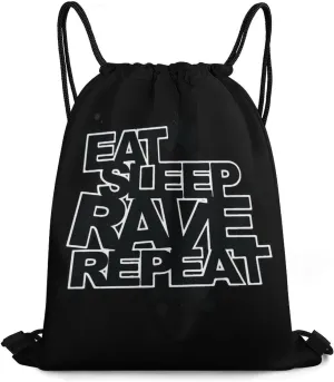 Eat Sleep Rave Repeat Drawstring Backpack Durable Sport Gym Bags Daypack for Men Women 35 * 42cm