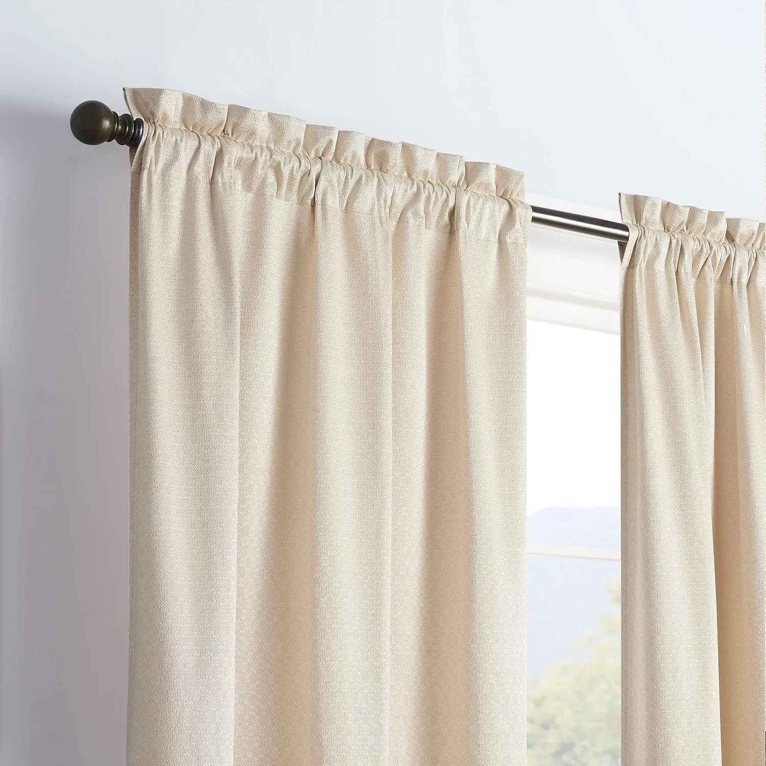 Eclipse Canova Thermal Insulated Single Panel Rod Pocket Darkening Curtains for Living Room, 42 in x 84 in, IVORY