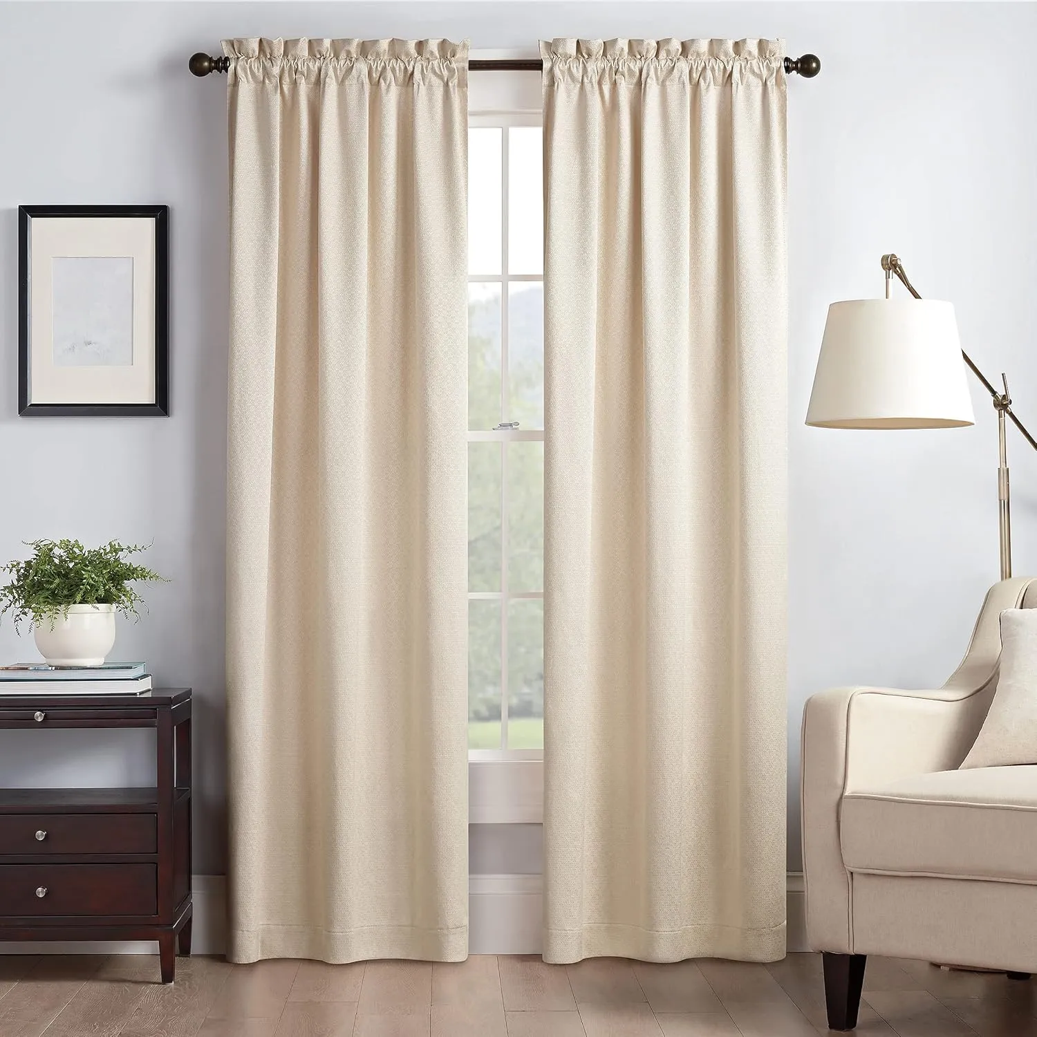 Eclipse Canova Thermal Insulated Single Panel Rod Pocket Darkening Curtains for Living Room, 42 in x 84 in, IVORY