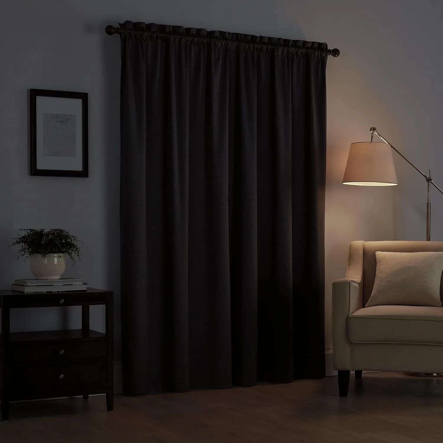 Eclipse Canova Thermal Insulated Single Panel Rod Pocket Darkening Curtains for Living Room, 42 in x 84 in, IVORY