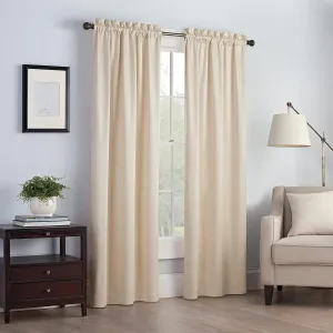 Eclipse Canova Thermal Insulated Single Panel Rod Pocket Darkening Curtains for Living Room, 42 in x 84 in, IVORY