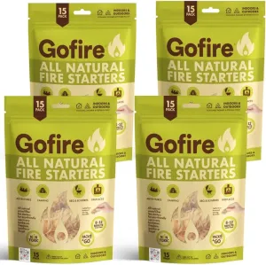 Eco-Friendly Hardwood & Wax Fire Starter | 6-8 Min Burn Time | Quick, Safe Ignition for BBQs, Smokers, Firepits, Woodstoves, Fireplaces & Campfires | FSC Certified | Portable & Mess-Free (60)