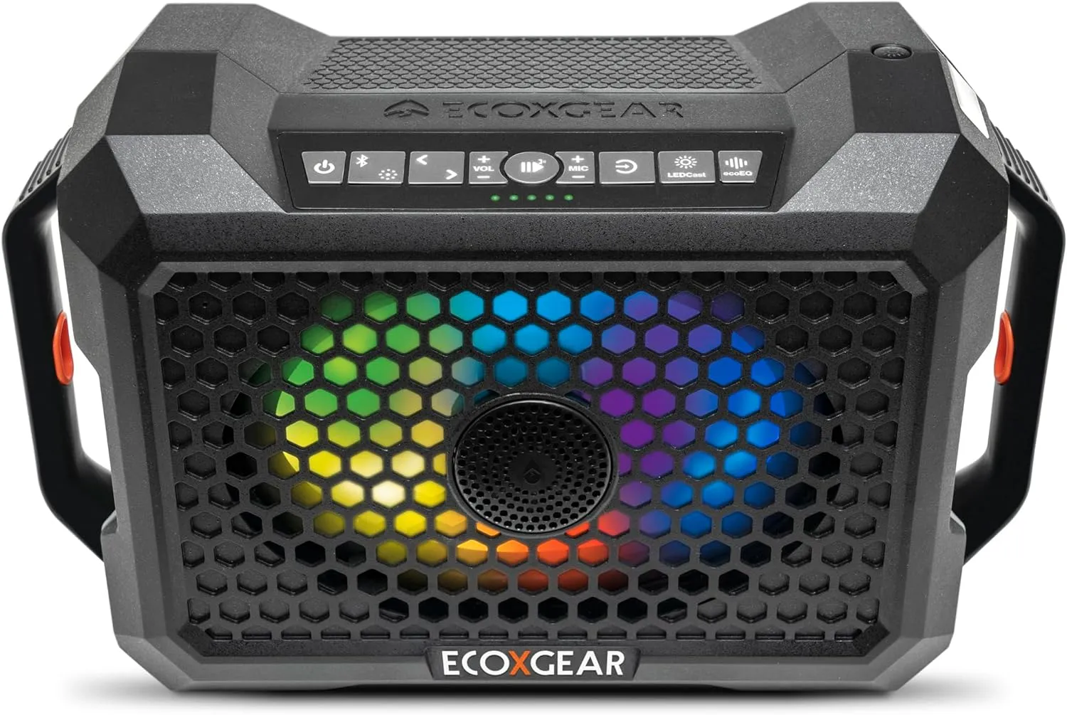 ECOXGEAR Defender: Outdoor Portable Bluetooth Speaker, 121dB Massive Sound, Waterproof and Drop Proof, with LED Party Lights, Pair up to 100, 25  Hours Playtime (Black Oak)