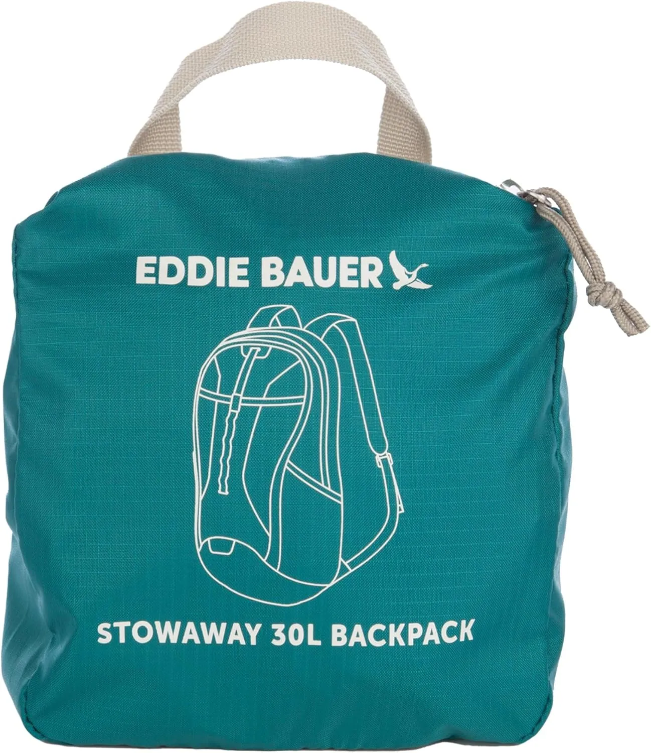 Eddie Bauer Stowaway Packable Backpack-Made from Ripstop Polyester, Deep Sea, 30L