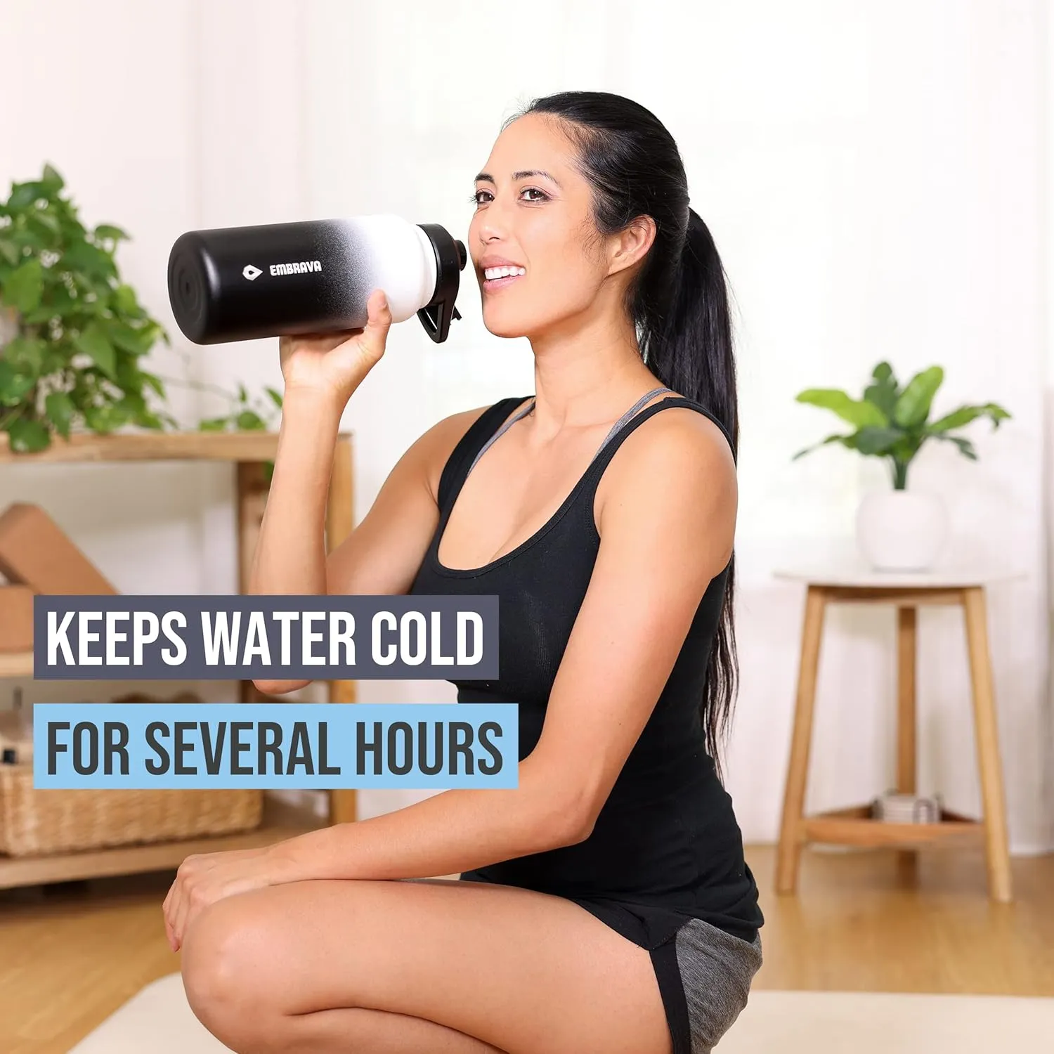 Embrava Insulated Sports Water Bottle - 32oz - Quick Open Lid for Gym, Workouts and Outdoors - Leak Proof - BPA & BPS Free - Double Walled & Stainless Steel