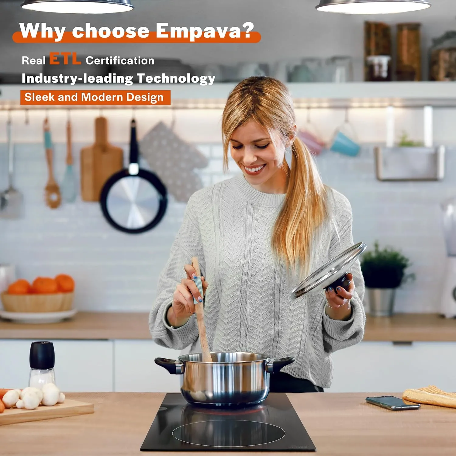 Empava 2 Burner infrared Cooktop, 3000W Built in Electrical Stove Top for Kitchen 208~240V Hard Wired, No Plug, ETL Certified, Black, 12 inch