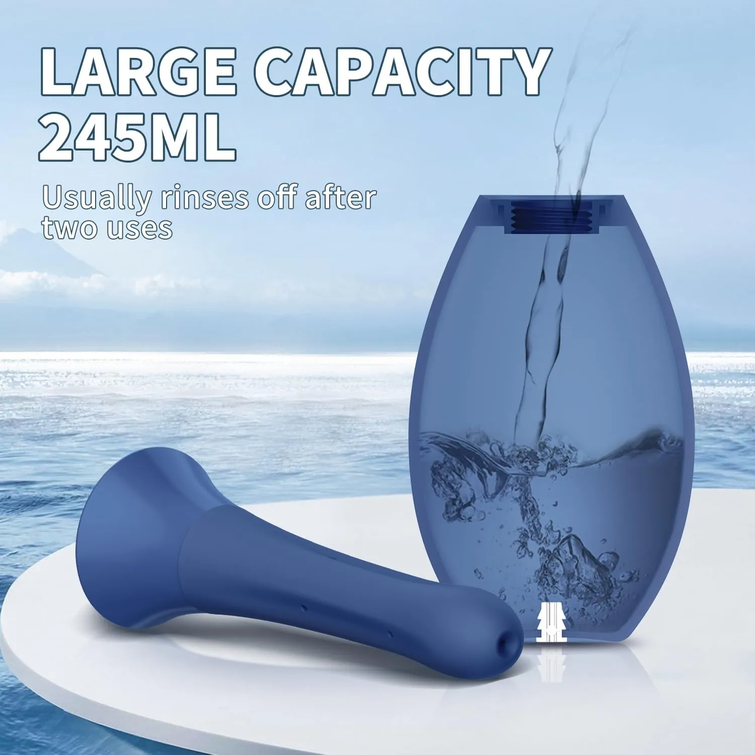 Enema Douche Anti Back-Flow, Amal Douche Connected to Shower Hole,Enema Bulb with 7 Spouts, Reusable Portable Enima Vaginal Cleaner kit for Men Women (Dark Blue)