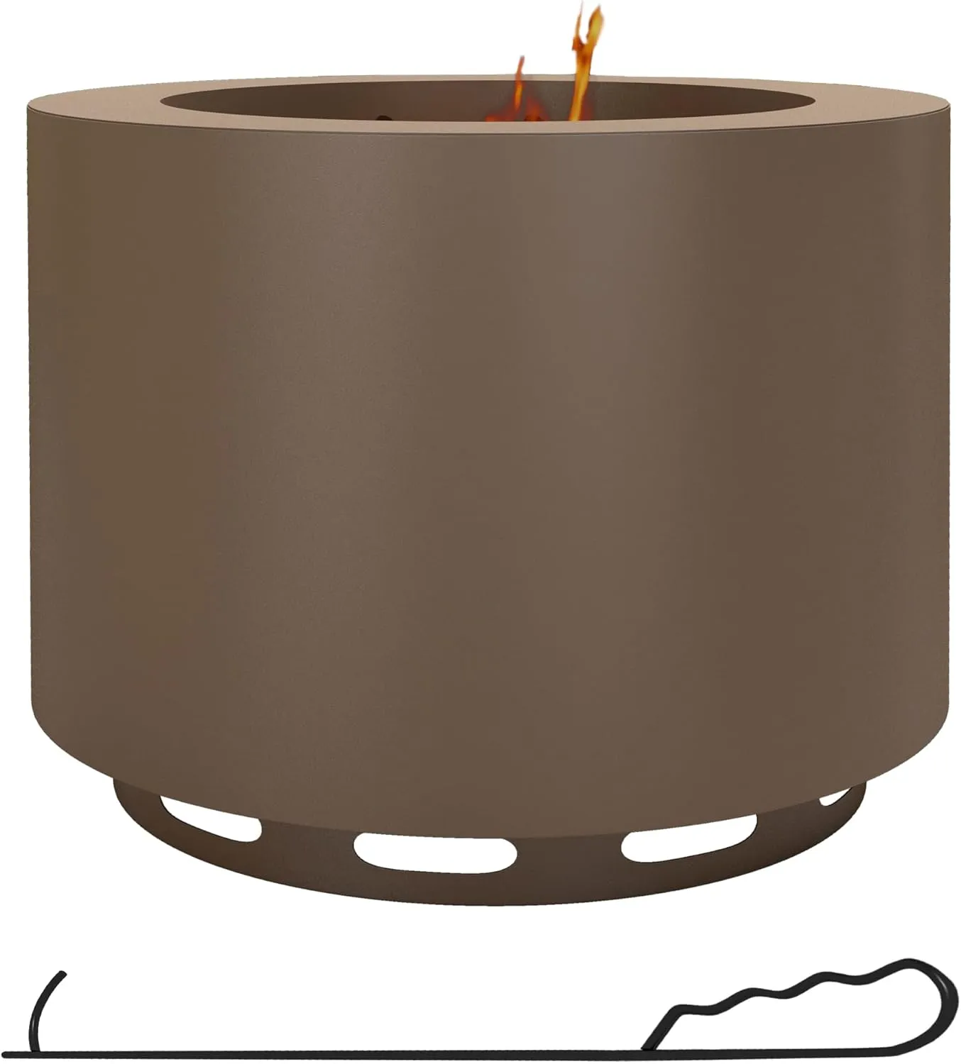 ESPIDOO 19" Smokeless Fire Pit: Portable Outdoor Wood Burning Cylinder with Bronze Stainless Steel for Backyard Camping & Patio Gatherings - Low Smoke Design with Included Poker for Adults