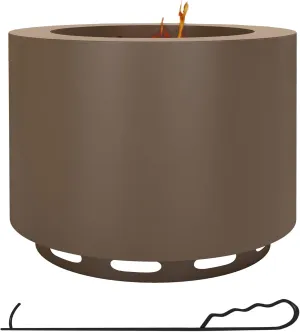 ESPIDOO 19" Smokeless Fire Pit: Portable Outdoor Wood Burning Cylinder with Bronze Stainless Steel for Backyard Camping & Patio Gatherings - Low Smoke Design with Included Poker for Adults