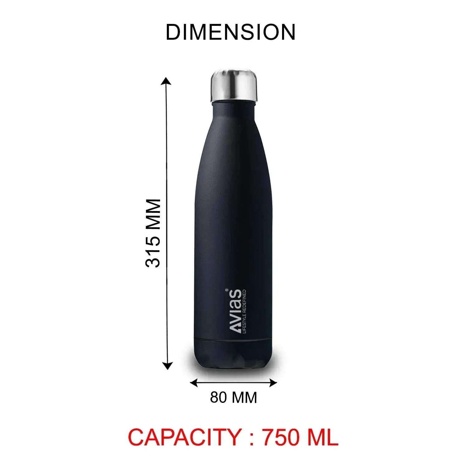 Evita Premium Stainless Steel Vacuum Insulated Flask Water Bottle| 1 Litre/ 750Ml | Blue