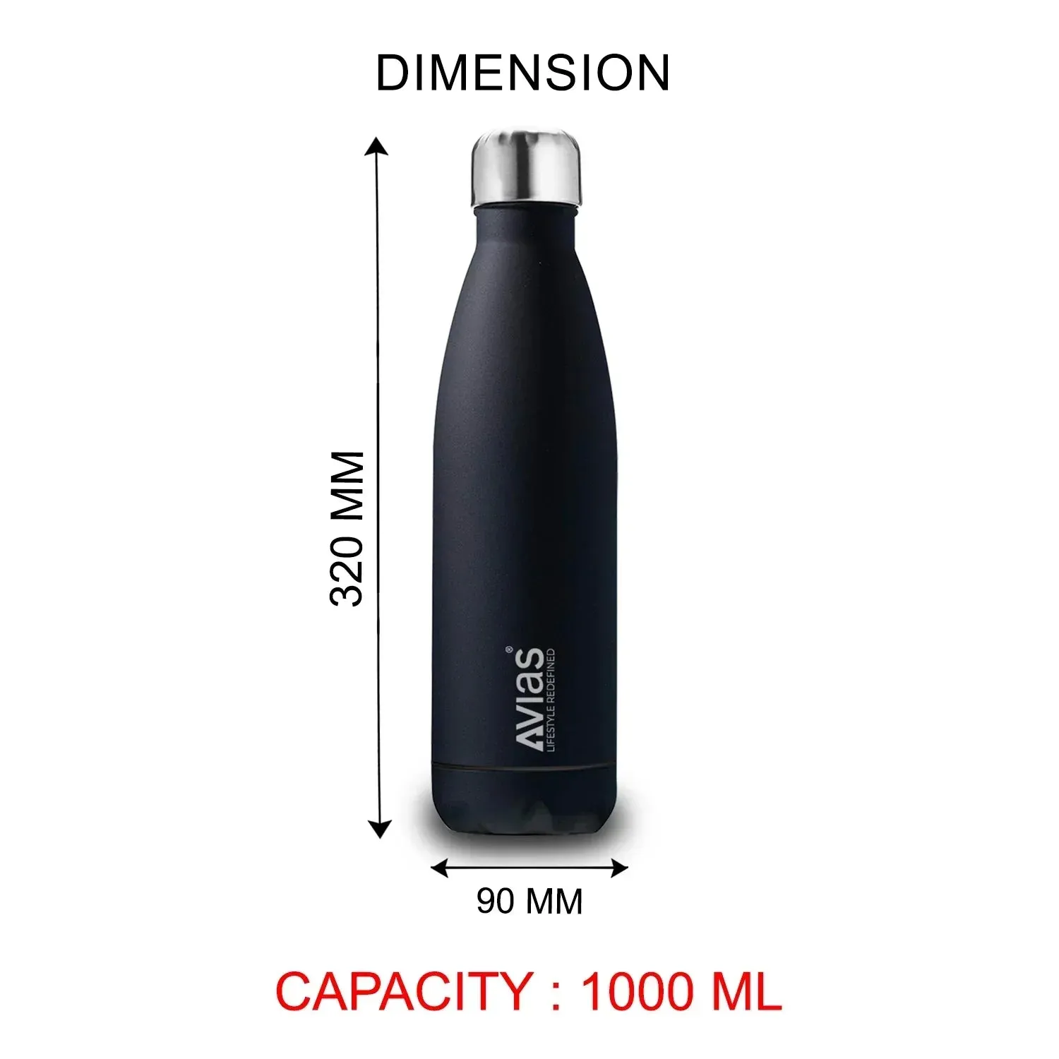 Evita Premium Stainless Steel Vacuum Insulated Flask Water Bottle| 1 Litre/ 750Ml | Blue