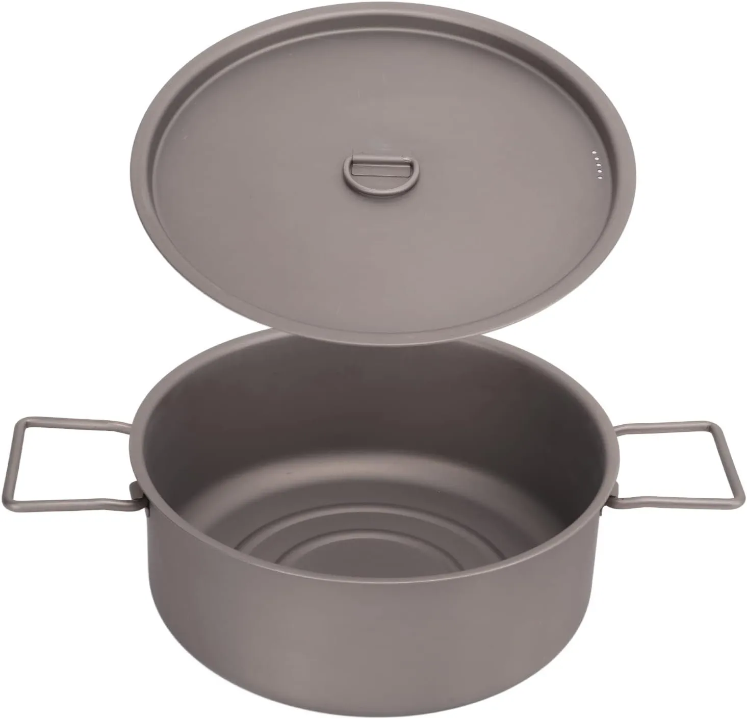 EVTSCAN Titanium Camping Pot 2L, with Lid and Folding Handle, Camping Cookware for Outdoor Travel Walking Hiking Fishing Beach Picnic Mountaineering Backpacking Camping Pot