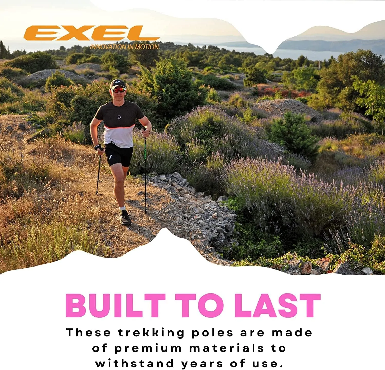 Exel Nordic Walking Poles for Seniors and All Ages - Trekking Poles for Hiking, Walking, and Fitness Activities - Walking Stick for Balance and Posture