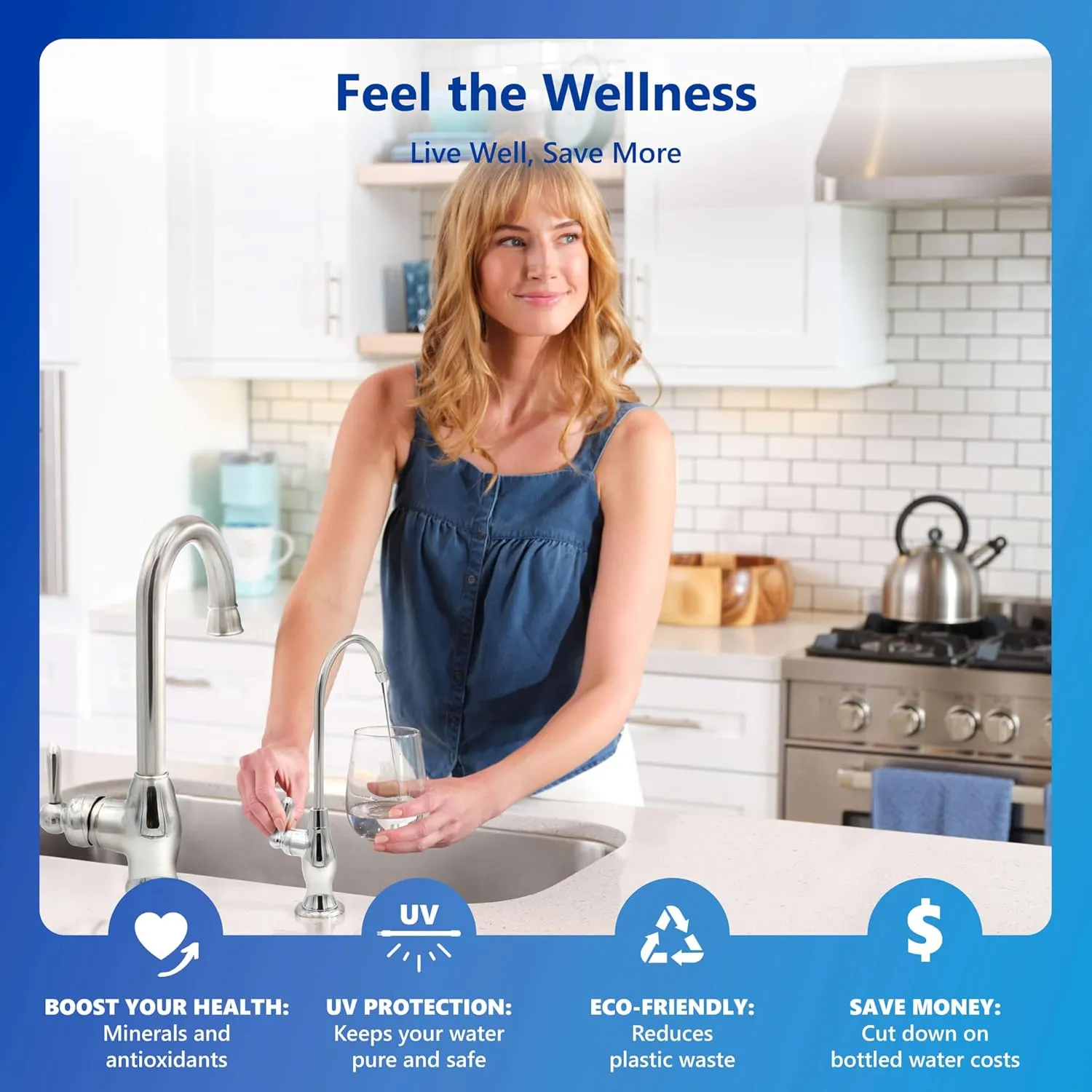 Express Water Reverse Osmosis Alkaline Ultraviolet Water Filtration System – 100 GPD (Deluxe Chrome Faucet)