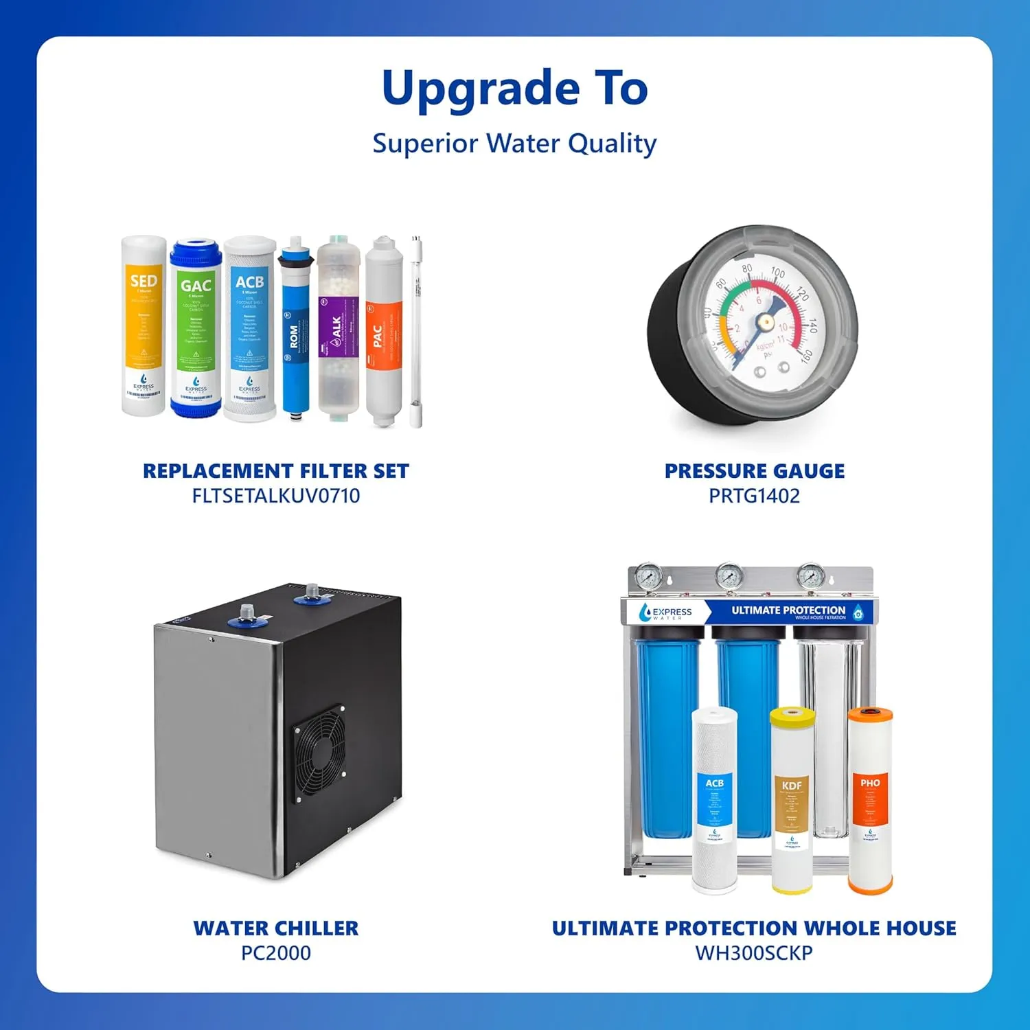 Express Water Reverse Osmosis Alkaline Ultraviolet Water Filtration System – 100 GPD (Modern Brushed Nickel Faucet)