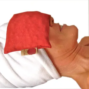 Eye Pillow Red Denim Cherry Pit-Stone Pack, Microwavable Hot/Cold Compress, Sustainable Heating Pad, Moist Heat, Headache Pain Relief, Spa Yoga Gift