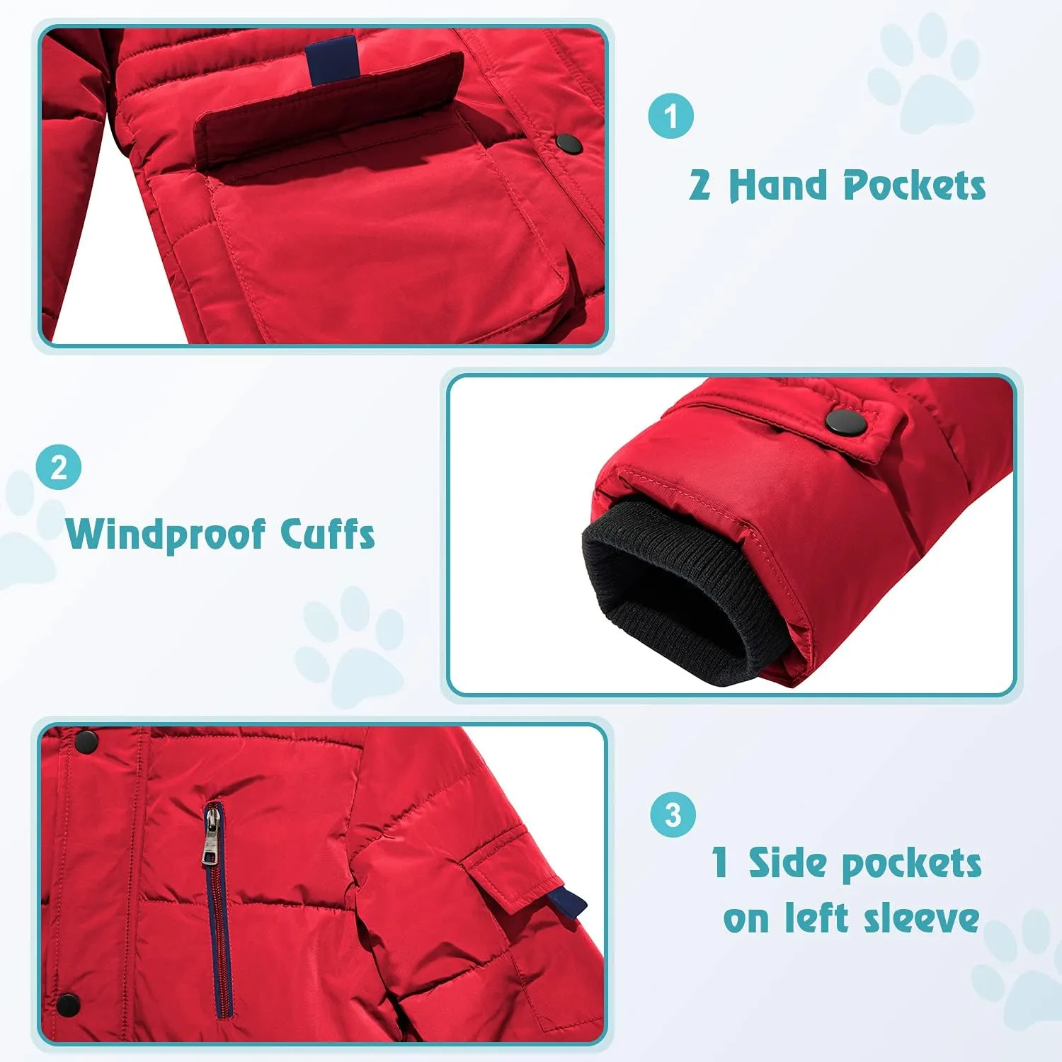 FARVALUE Boy Winter Coat Warm Quilted Puffer Water Resistant Parka Jacket with Detachable Fur Hood for Big Boys