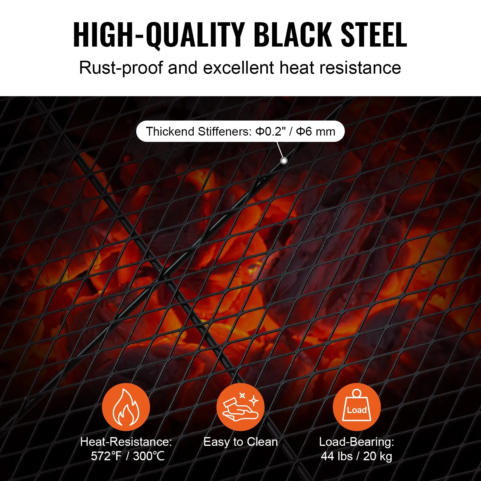 (FINAL PRICES ARE LOWER ON OUR SITE!) VEVOR X-Marks Fire Pit Grill Grate, Rectangle Cooking Grate, Heavy Duty Steel Campfire BBQ Grill Grid with Handle & Support X Wire, Portable Camping Cookware for Outside Party Gathering, 44 Inch Black