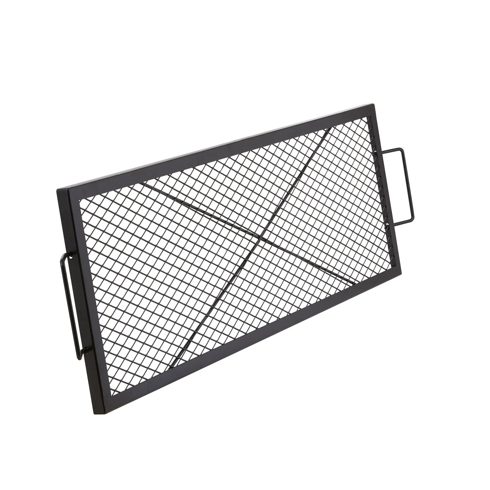 (FINAL PRICES ARE LOWER ON OUR SITE!) VEVOR X-Marks Fire Pit Grill Grate, Rectangle Cooking Grate, Heavy Duty Steel Campfire BBQ Grill Grid with Handle & Support X Wire, Portable Camping Cookware for Outside Party Gathering, 44 Inch Black