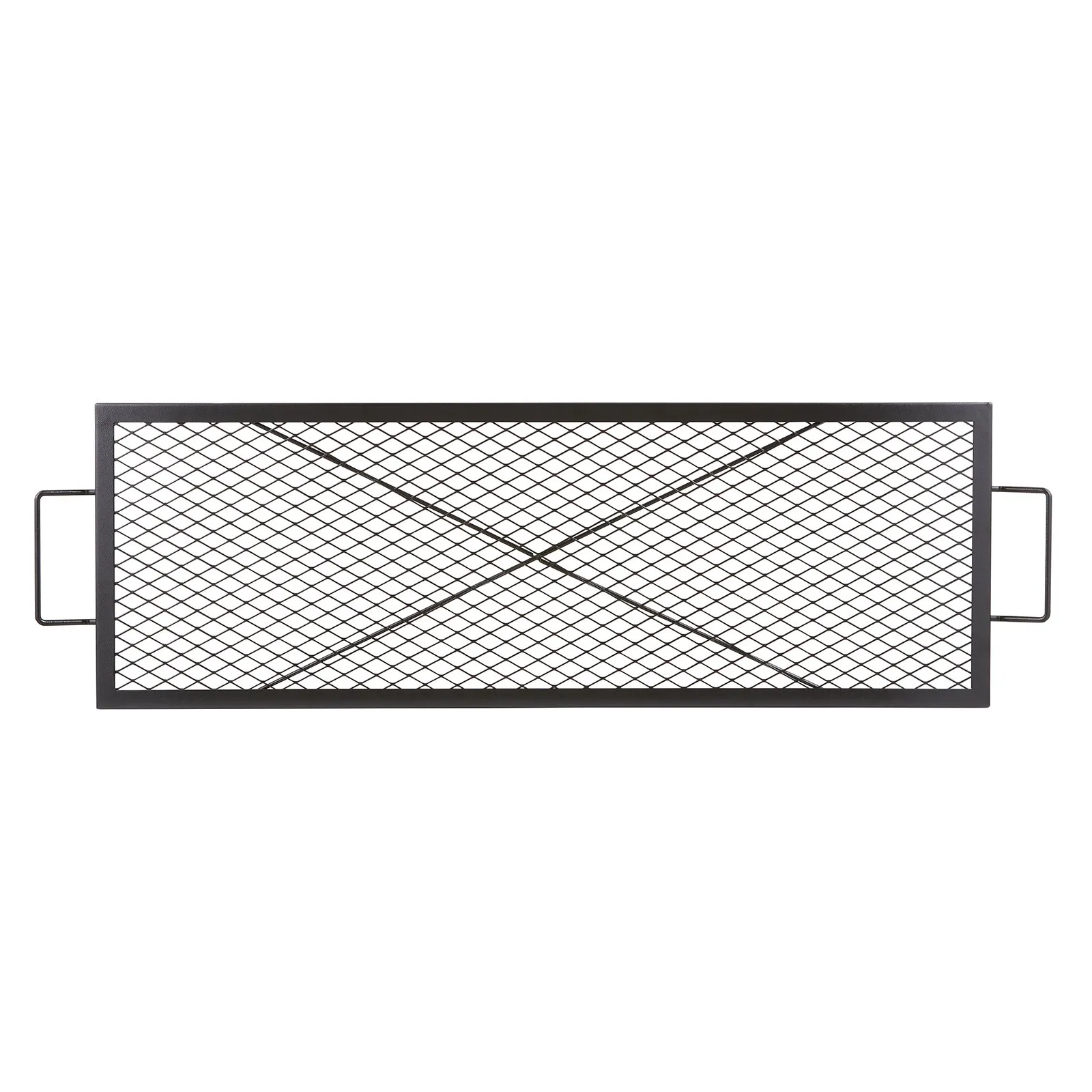 (FINAL PRICES ARE LOWER ON OUR SITE!) VEVOR X-Marks Fire Pit Grill Grate, Rectangle Cooking Grate, Heavy Duty Steel Campfire BBQ Grill Grid with Handle & Support X Wire, Portable Camping Cookware for Outside Party Gathering, 44 Inch Black