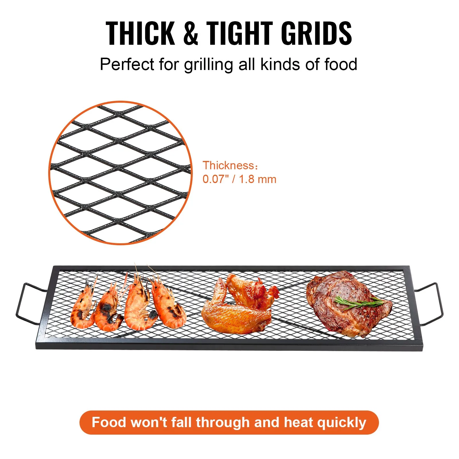 (FINAL PRICES ARE LOWER ON OUR SITE!) VEVOR X-Marks Fire Pit Grill Grate, Rectangle Cooking Grate, Heavy Duty Steel Campfire BBQ Grill Grid with Handle & Support X Wire, Portable Camping Cookware for Outside Party Gathering, 44 Inch Black