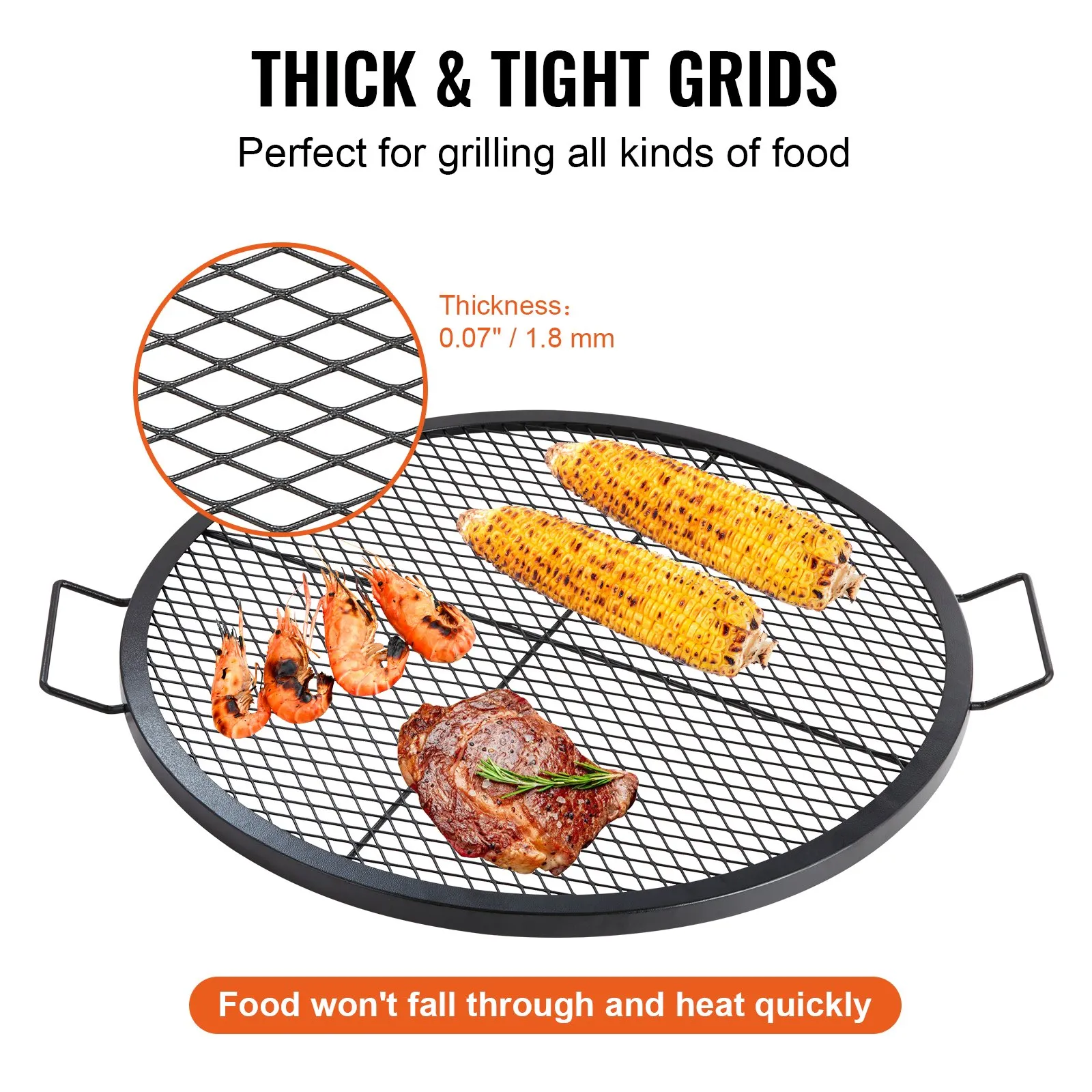 (FINAL PRICES ARE LOWER ON OUR SITE!) VEVOR X-Marks Fire Pit Grill Grate, Round Cooking Grate, Heavy Duty Steel Campfire BBQ Grill Grid with Handle and Support X Wire, Portable Camping Cookware for Outside Party & Gathering, 30 Inch Black