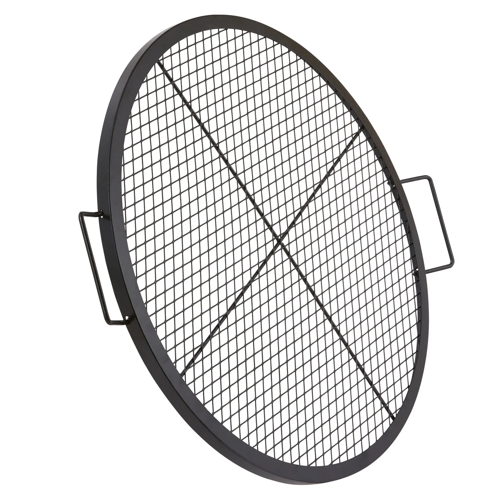 (FINAL PRICES ARE LOWER ON OUR SITE!) VEVOR X-Marks Fire Pit Grill Grate, Round Cooking Grate, Heavy Duty Steel Campfire BBQ Grill Grid with Handle and Support X Wire, Portable Camping Cookware for Outside Party & Gathering, 30 Inch Black