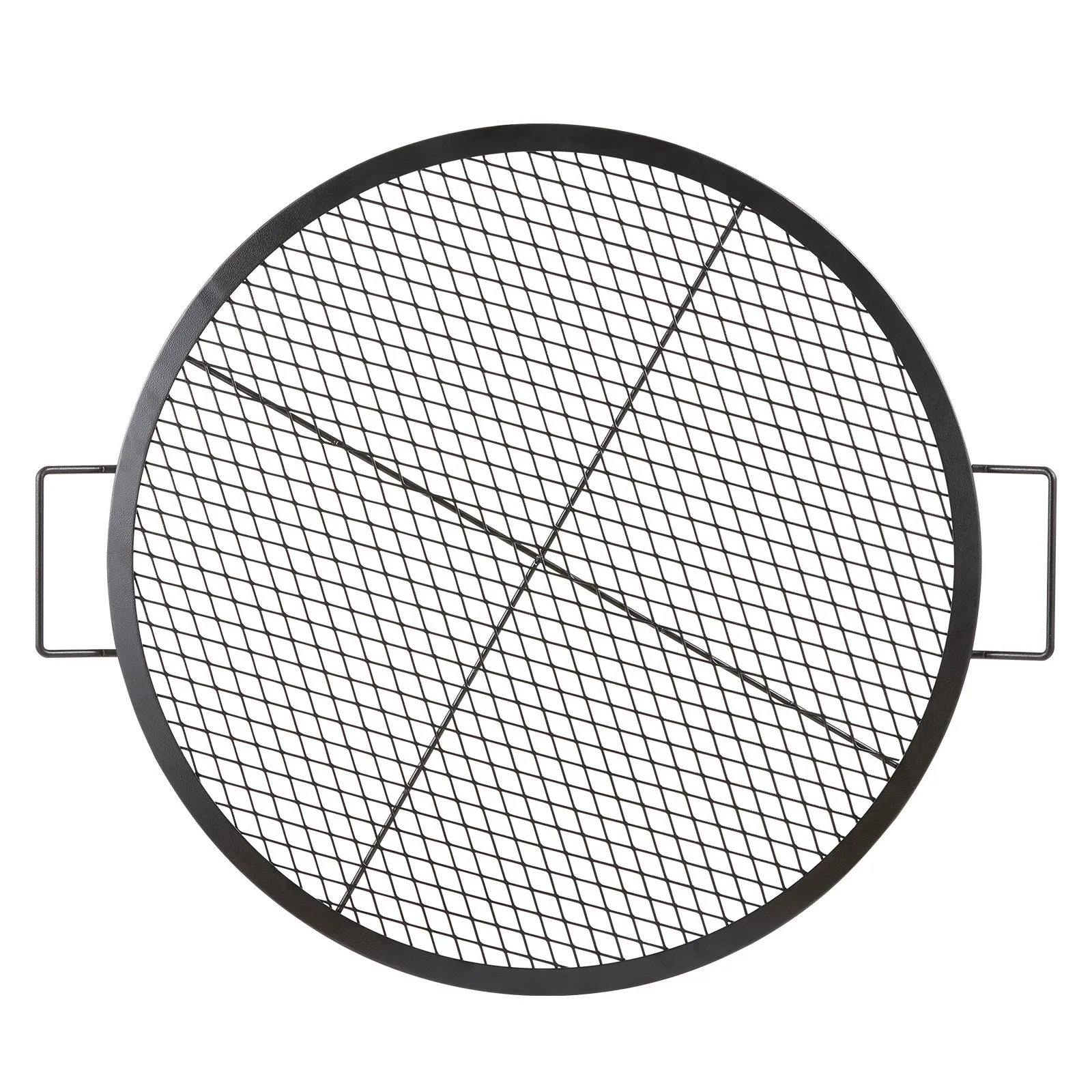 (FINAL PRICES ARE LOWER ON OUR SITE!) VEVOR X-Marks Fire Pit Grill Grate, Round Cooking Grate, Heavy Duty Steel Campfire BBQ Grill Grid with Handle and Support X Wire, Portable Camping Cookware for Outside Party & Gathering, 30 Inch Black